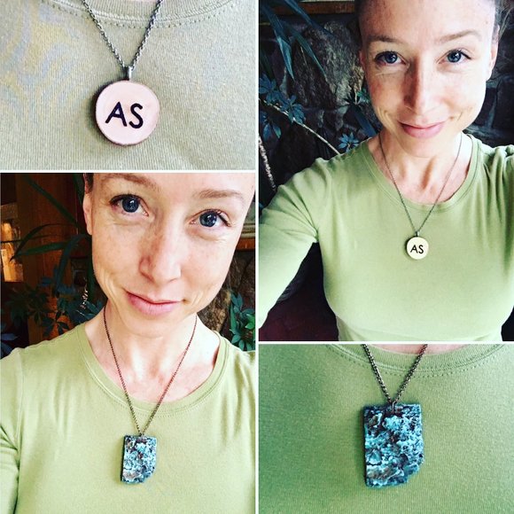 Initial Jewelry, P Initial Wood Slice Pendant, Key Chain, Necklace, Personalized - Picture 4 of 4